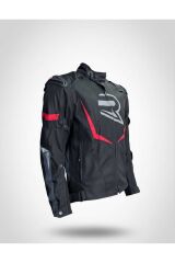 Kırmızı Unisex Motosiklet Montu 3 Katmanlı 4 Mevsim Korumalı Reflektörlü S