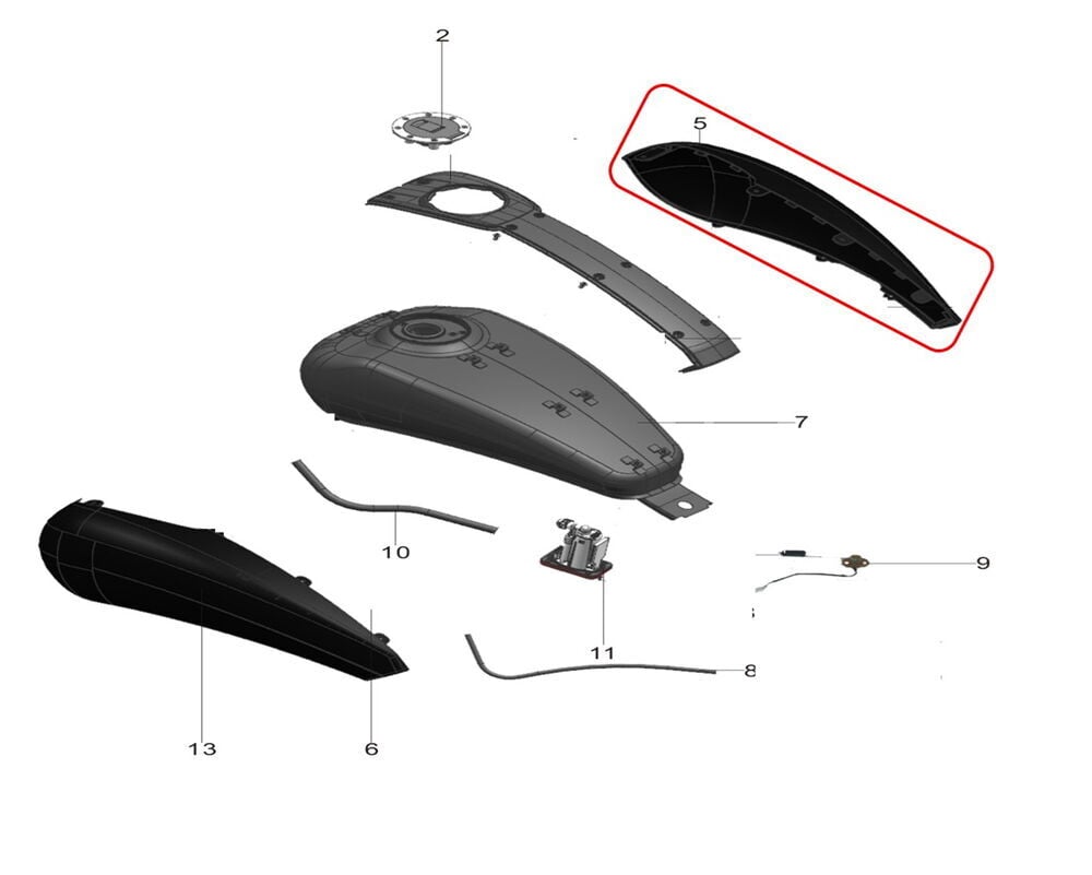 Pılder 125 Benzin Depo Granaj Kırmızı Sağ