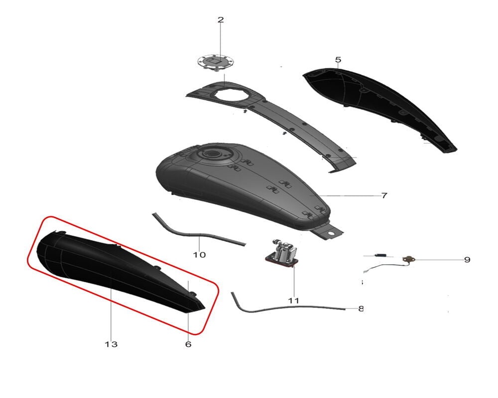 Pılder 125 Benzin Depo Granaj Siyah Sol