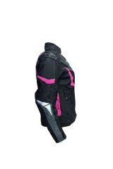 Pembe Kadın Motosiklet Montu 3 Katmanlı 4 Mevsim Korumalı Reflektörlü XS