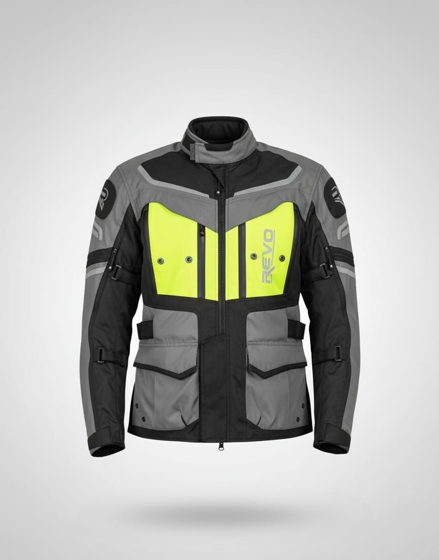 REVO STORK Neon Sarı 4 Mevsim Unisex Motosiklet Montu