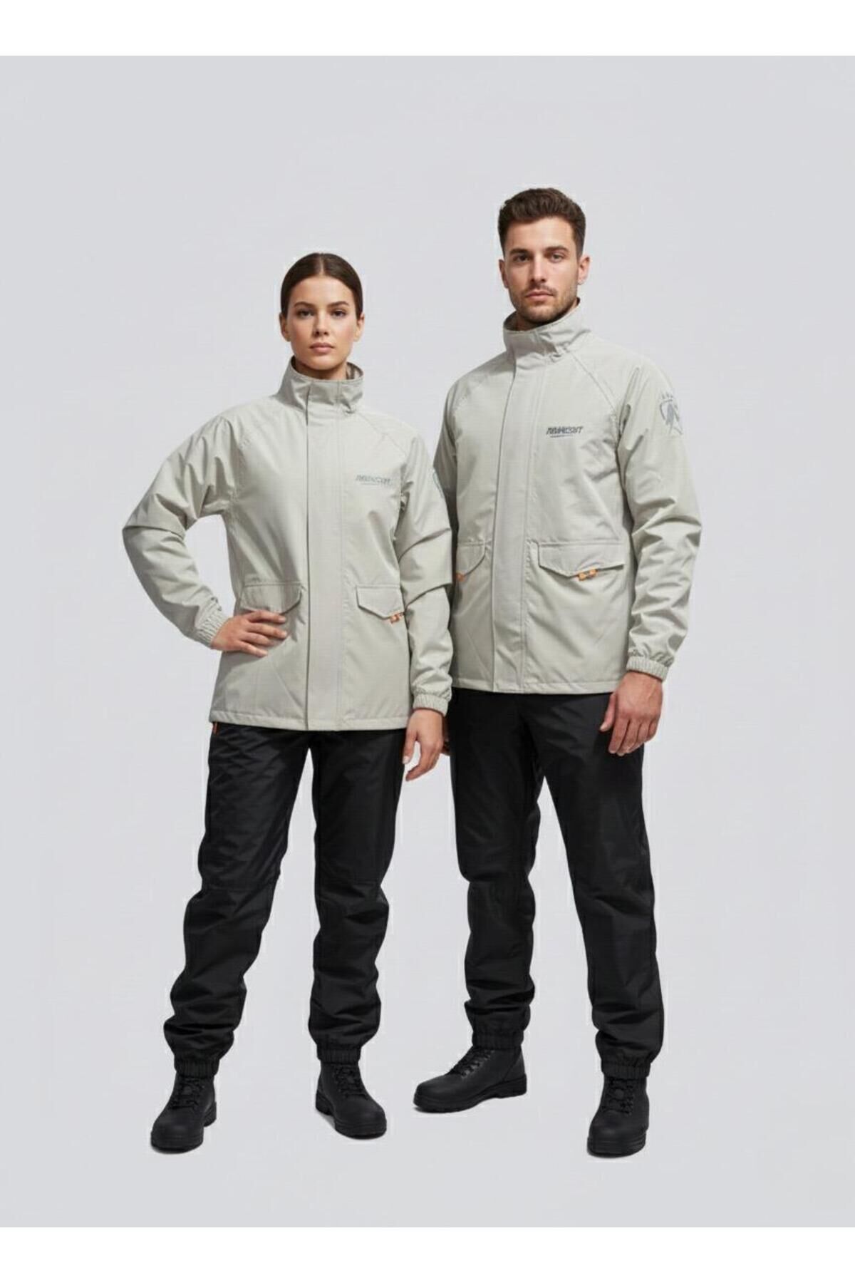 Gri Suya Dayanıklı Alt Üst Motosiklet Yağmurluk Seti – Taşıma Kılıflı, Oxford Kumaş Membranlı