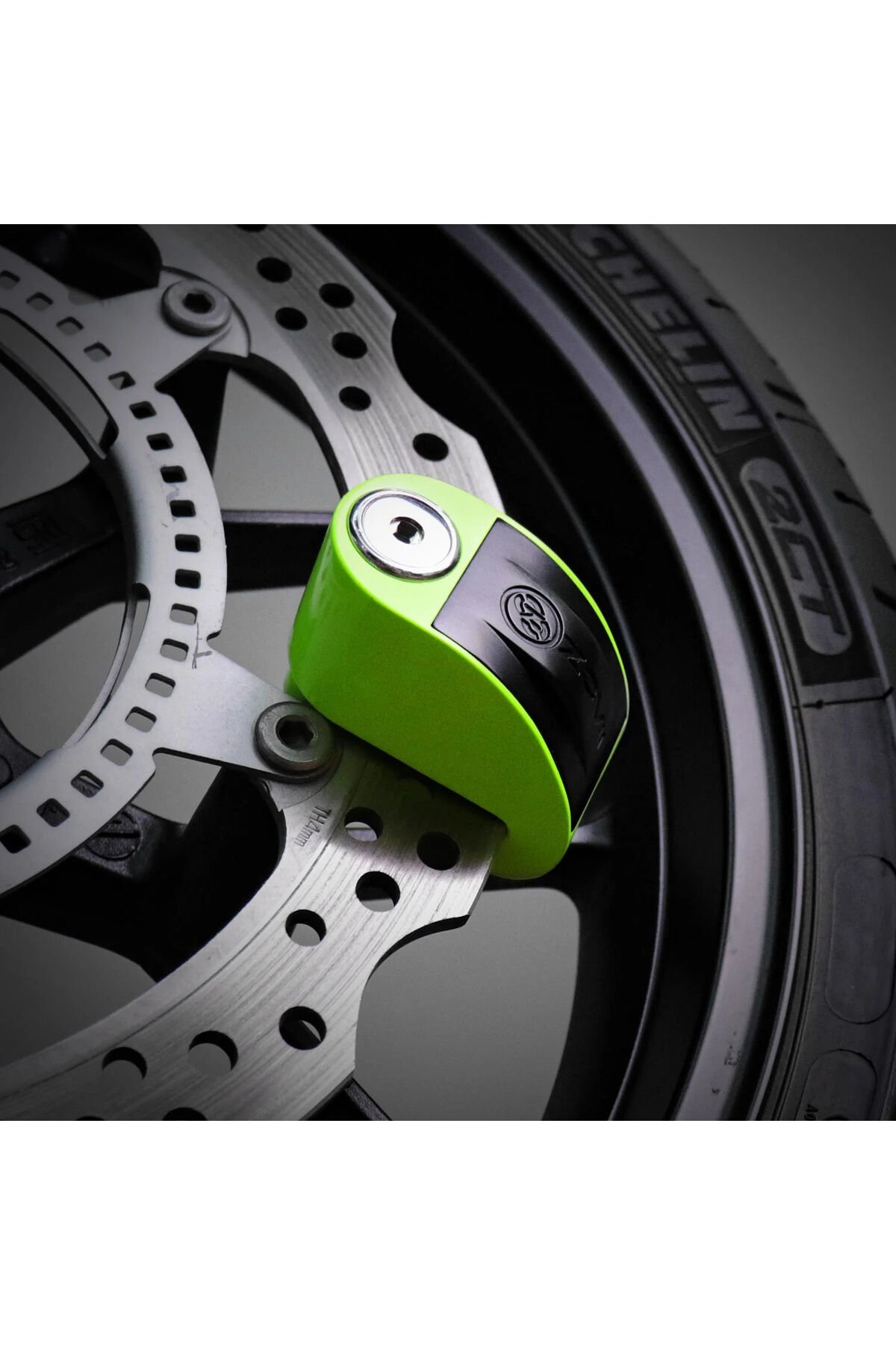 ZT6 | Yeşil 120 dB Alarmlı Motosiklet Disk Kilidi – IP67, Su Geçirmez, Çelik Güvenlik Kilidi