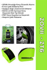 ZT6 | Yeşil 120 dB Alarmlı Motosiklet Disk Kilidi – IP67, Su Geçirmez, Çelik Güvenlik Kilidi