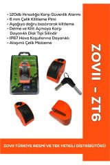 ZT6 | Turuncu 120 dB Alarmlı Motosiklet Disk Kilidi – IP67 Sertifikalı, Çelik Güvenlik Kilidi