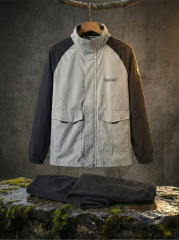 Beyaz-Siyah Suya Dayanıklı Alt Üst Motosiklet Yağmurluk Seti–Taşıma Kılıflı, Oxford Kumaş Membranlı