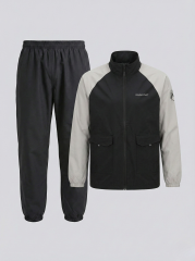 Siyah-Beyaz Suya Dayanıklı Alt Üst Motosiklet Yağmurluk Seti–Taşıma Kılıflı, Oxford Kumaş Membranlı