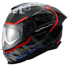 NEXX Y.100R URBANGRAM MAT SİYAH-KIRMIZI KASK