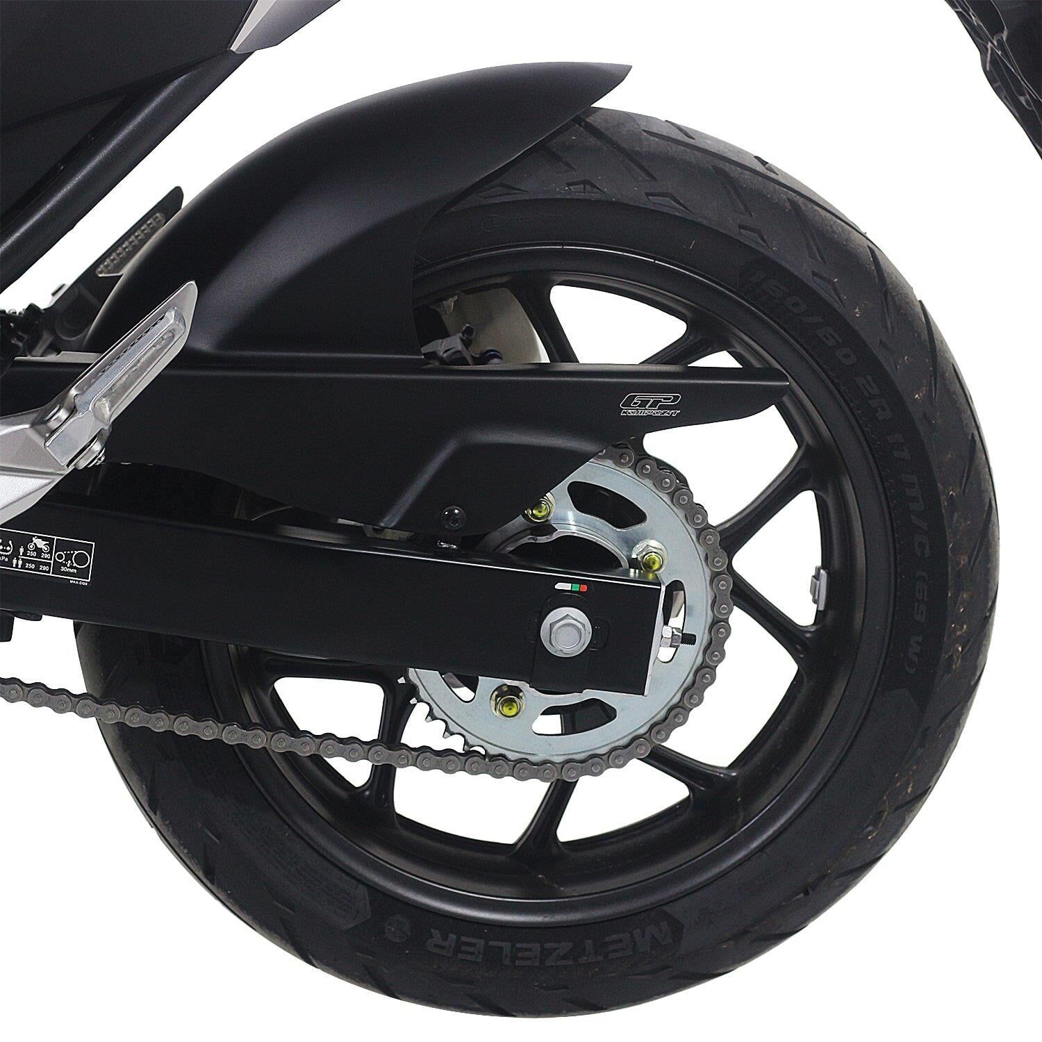 GP Kompozit Honda NC 700 X-S / NC 750 X-S 2012-2026 Uyumlu Zincir Korumalı Uzun Arka Çamurluk Siyah