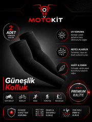 Siyah Güneşlik Kolluk 2 Adet – UV Koruyucu, Esnek ve Nefes Alabilir Kol Koruyucu