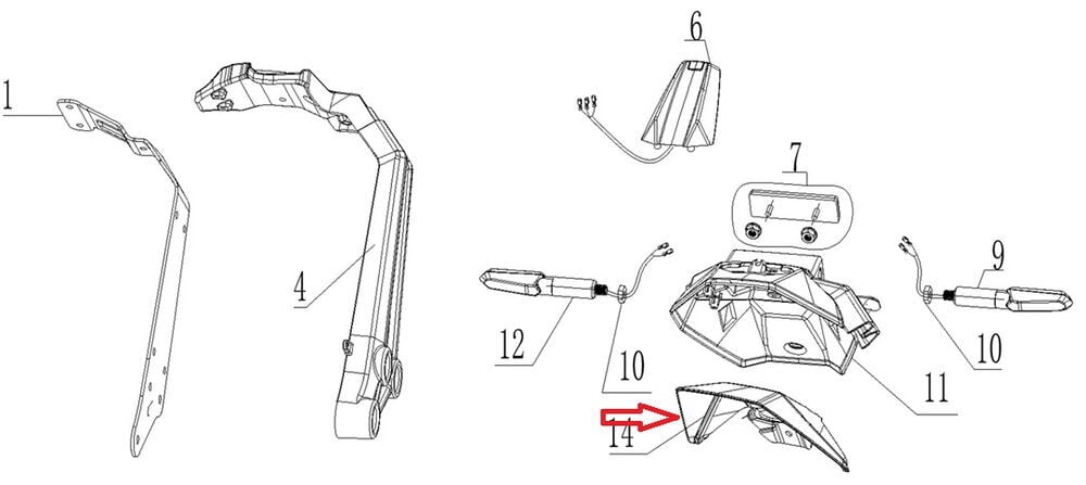 SPN 125 Arka Çamurluk Plaka Grenajı Üst