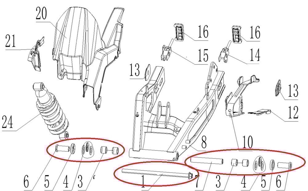 SPN 125 Arka Mafsal Mili Set