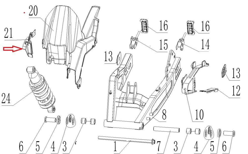 SPN 125 Arka İç Çamurluk Braketi