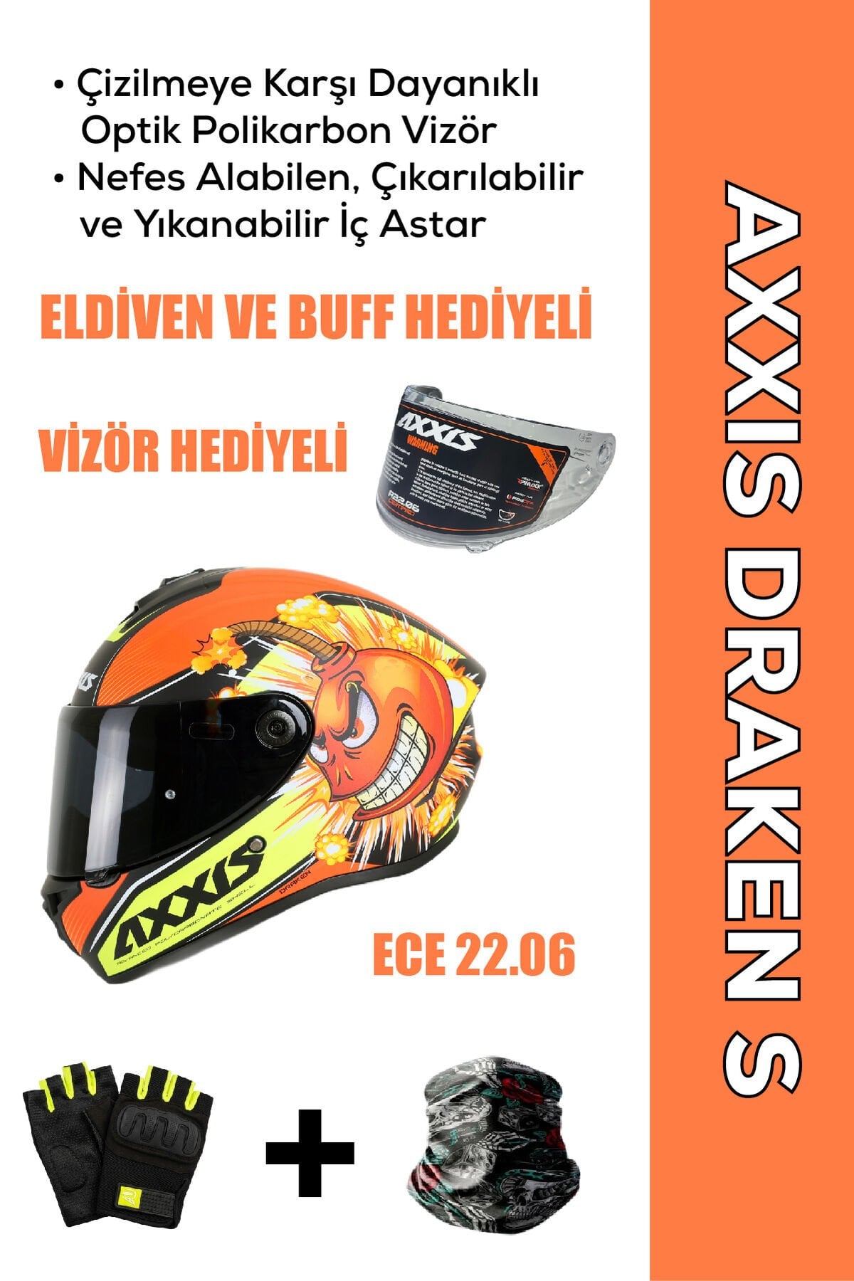 Draken S Bombs A5 / Mat Kırmızı Full Face Motosiklet Kaskı - İntercom Uyumlu, DOT VE ECE 22.06