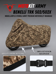 BENELLİ TRK 502 / 502X Army Premium Kamuflaj Desenli Suya ve Güneş Işınlarına Dayanıklı Motosiklet Brandası