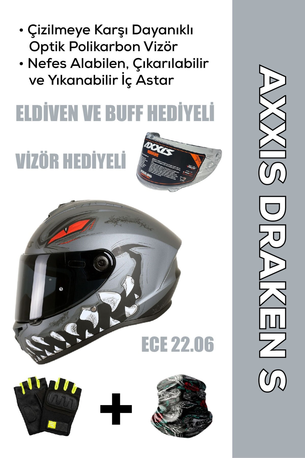 Draken S Forza B5 / Mat Red Full Face Motosiklet Kaskı - İntercom Uyumlu, DOT VE ECE 22.06