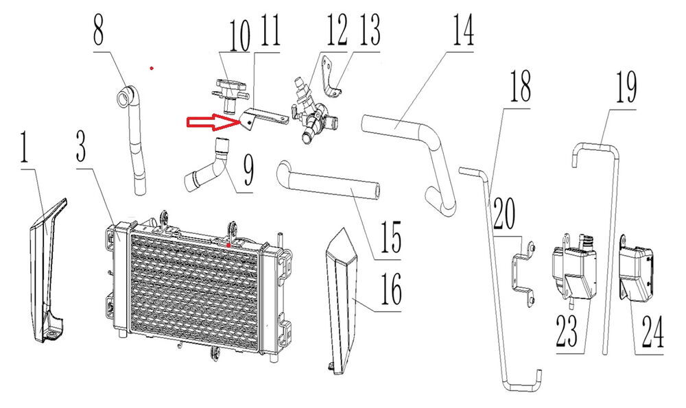 SPN 125 Radyatör Üst Baglantı Braketi Üst Sol