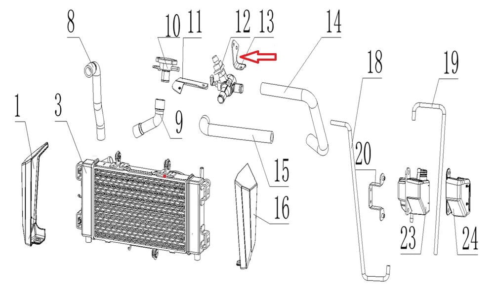 SPN 125 Radyatör Üst Baglantı Braketi Üst Sağ