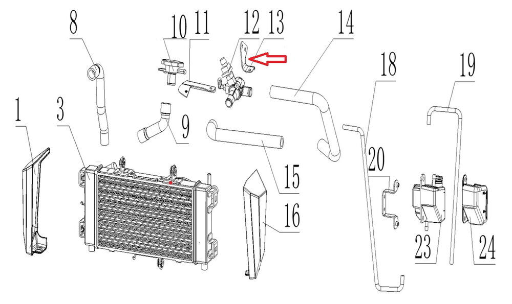 SPN 125 Radyatör Üst Baglantı Braketi Üst Sağ