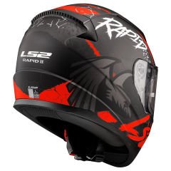 LS2 RAPID 2 RAVEN MAT SİYAH-BEYAZ-KIRMIZI KASK