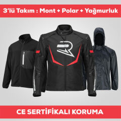 Kırmızı Unisex Motosiklet Montu 3 Katmanlı 4 Mevsim Korumalı Reflektörlü