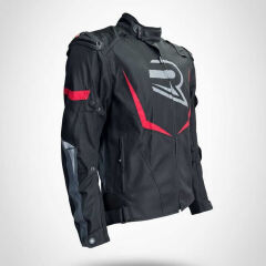 Kırmızı Unisex Motosiklet Montu 3 Katmanlı 4 Mevsim Korumalı Reflektörlü