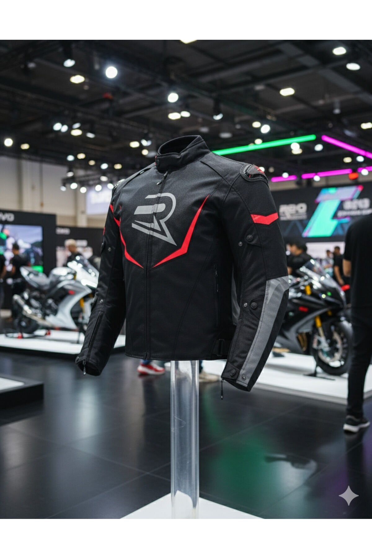 HAWK Kırmızı Unisex Motosiklet Montu 3 Katmanlı 4 Mevsim CE Korumalı Reflektörlü