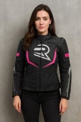 SPARROW Pembe Kadın Motosiklet Montu 3 Katmanlı 4 Mevsim CE Korumalı Reflektörlü