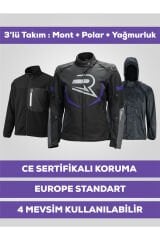 SPARROW Mor Kadın Motosiklet Montu 3 Katmanlı 4 Mevsim CE Korumalı Reflektörlü