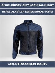 Erkek Lacivert Yazlık Fileli Motosiklet Montu