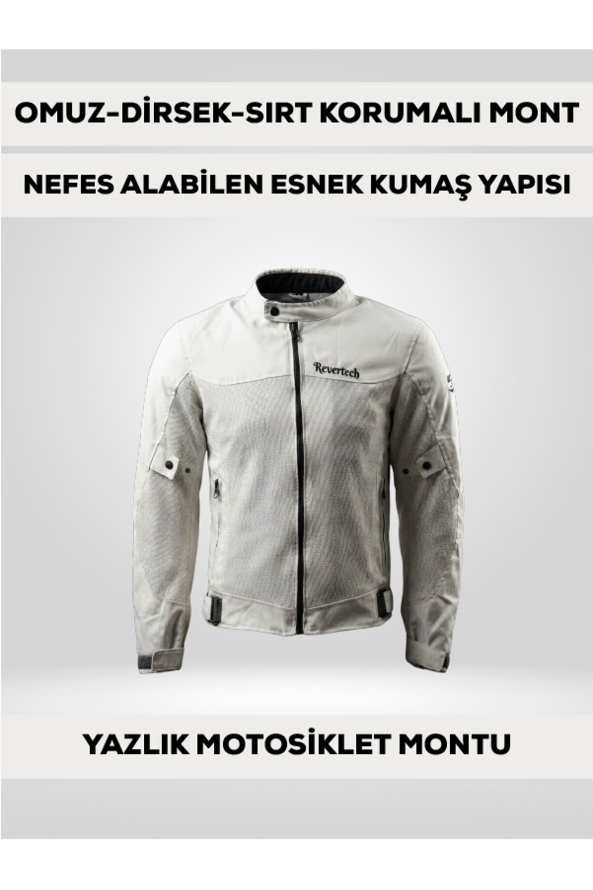 Beyaz Yazlık Fileli Motosiklet Montu CE Korumalı Nefes Alan Hafif Mont