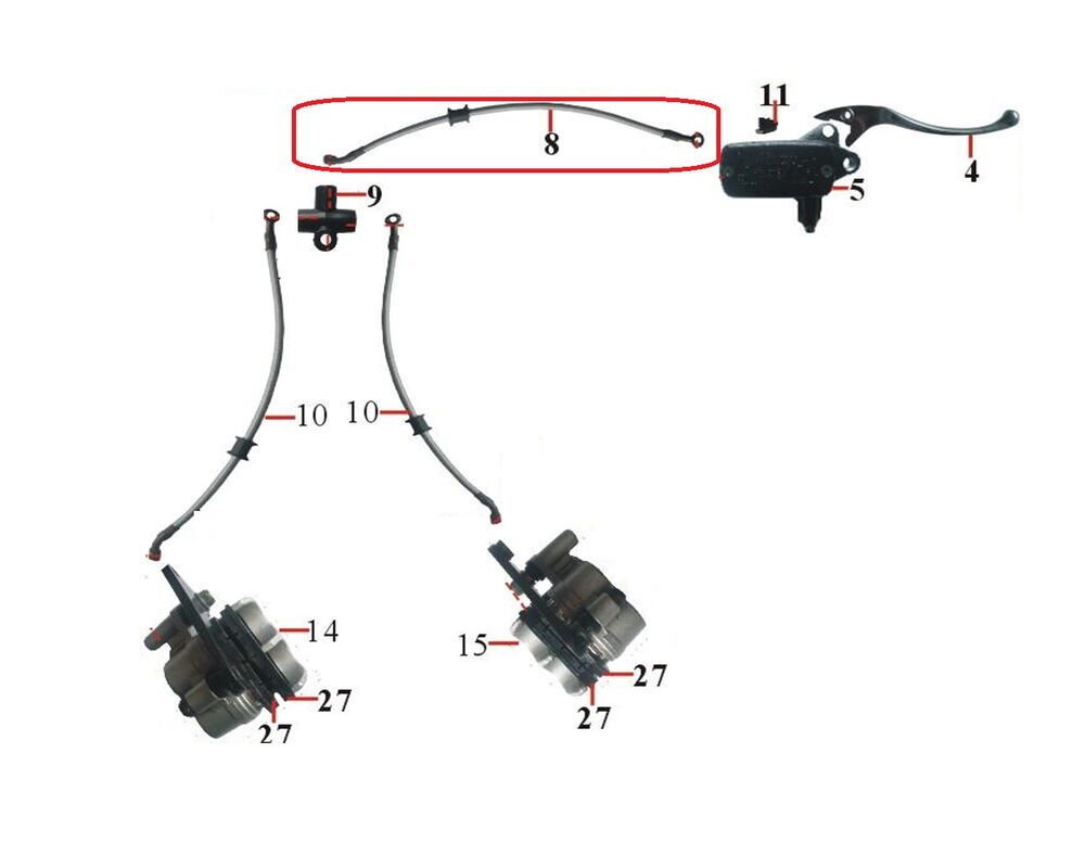 DD-250E-9B Ön Fren Hidrolik Hortumu Üst