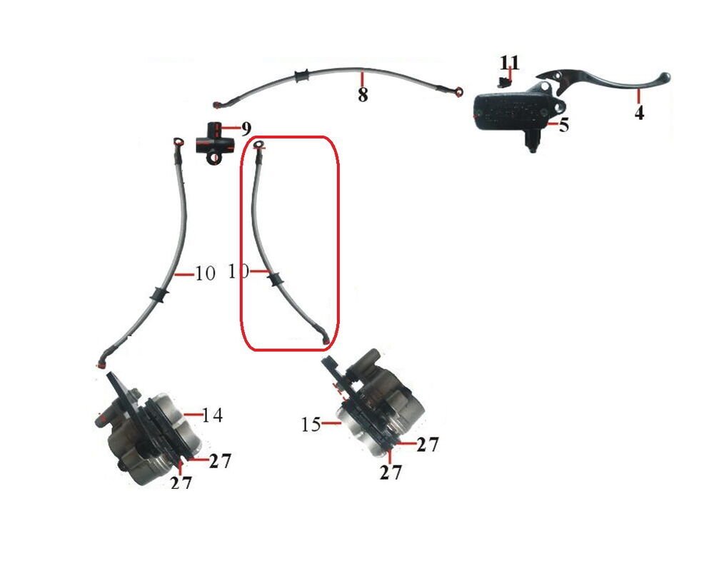 DD-250E-9B Ön Fren Hidrolik Hortumu Alt