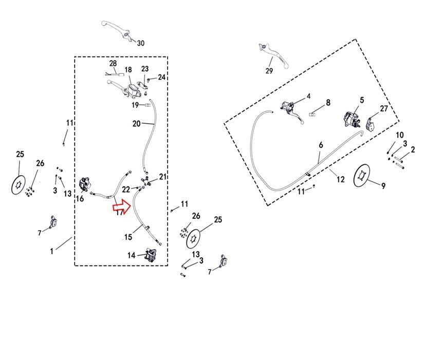 M210 Ön Fren Hidrolik Hortumu Sol