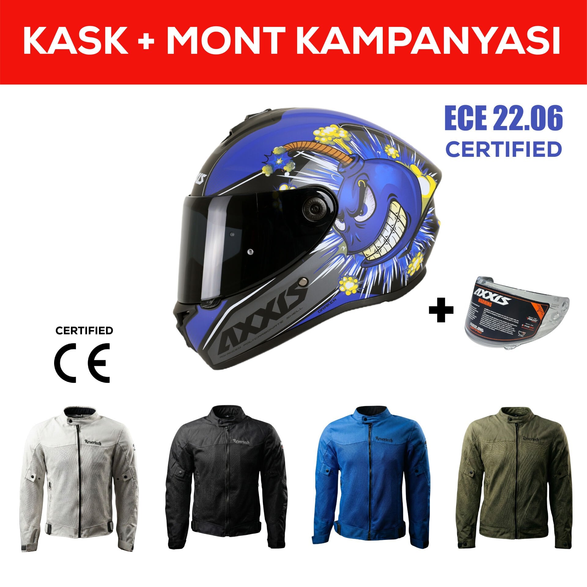 Draken S Bombs B7 / Mat Mavi Full Face Motosiklet Kaskı - İntercom Uyumlu, DOT VE ECE 22.06