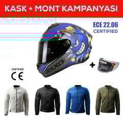 Draken S Bombs B7 / Mat Mavi Full Face Motosiklet Kaskı - İntercom Uyumlu, DOT VE ECE 22.06