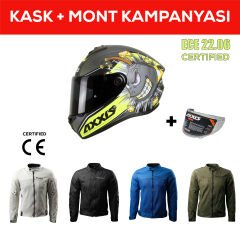 Draken S Bombs A2 / Mat Gri Full Face Motosiklet Kaskı - İntercom Uyumlu, DOT VE ECE 22.06