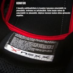 NEXX Y.100 B-SIDE MAT SİYAH-KIRMIZI KASK