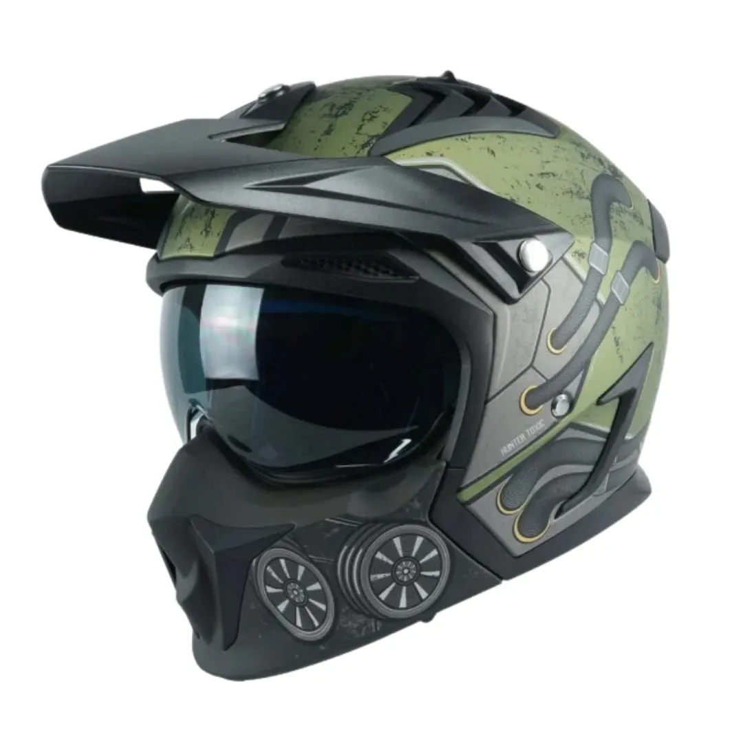 Axxis Hunter Sv Toxic C6 Mat Green Modüler Motosiklet Kask