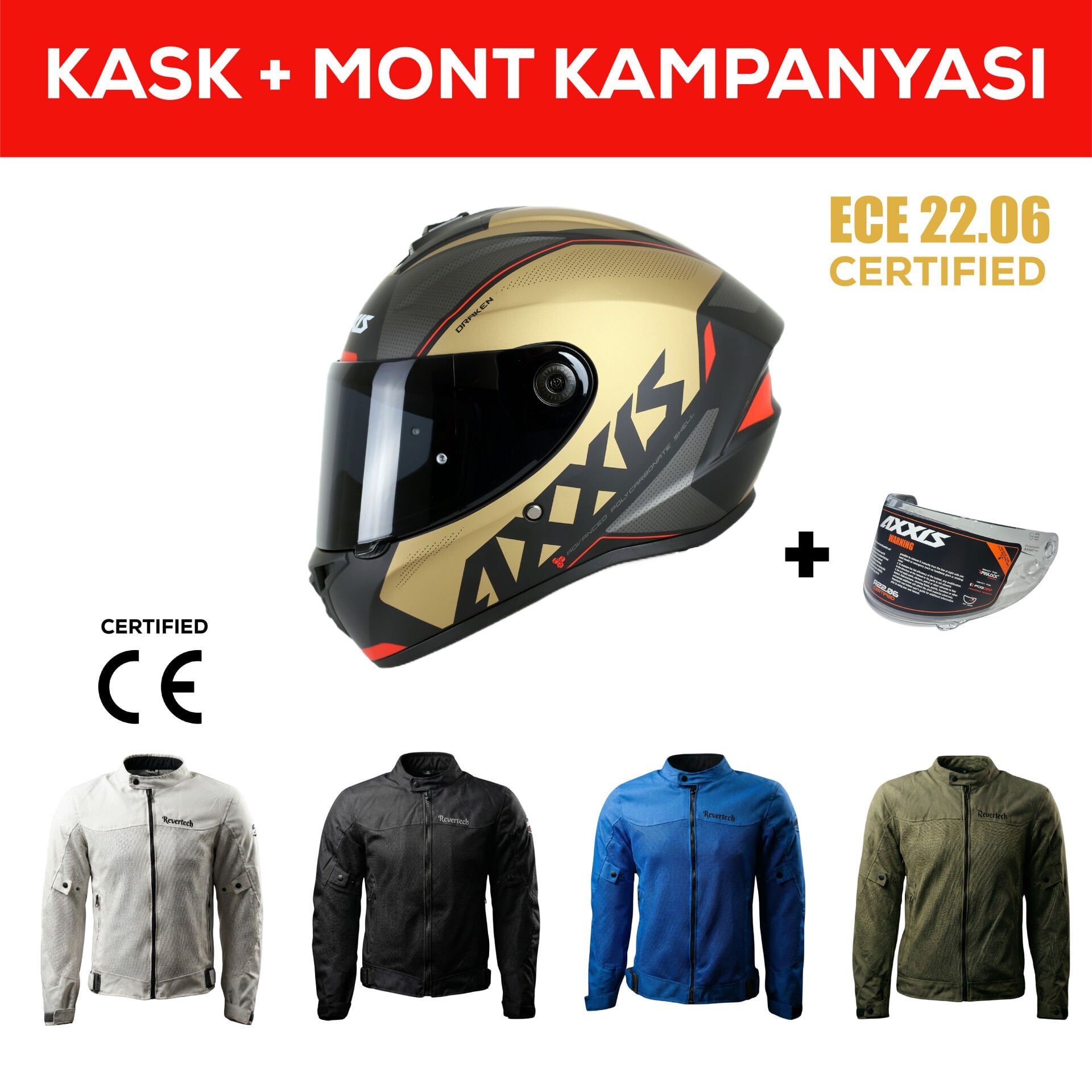 Draken S Gear A9 / Mat Gold Full Face Motosiklet Kaskı - İntercom Uyumlu, DOT VE ECE 22.06