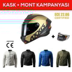 Draken S Gear A9 / Mat Gold Full Face Motosiklet Kaskı - İntercom Uyumlu, DOT VE ECE 22.06
