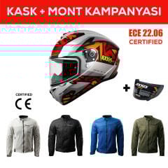 Draken S Jolly C12/ Mat Gri Full Face Motosiklet Kaskı - İntercom Uyumlu, DOT VE ECE 22.06